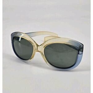 MCM 70s Cool Ray Polaroid 155 Two Tone Blue Yellow Gray Lens Sunglasses Vtg